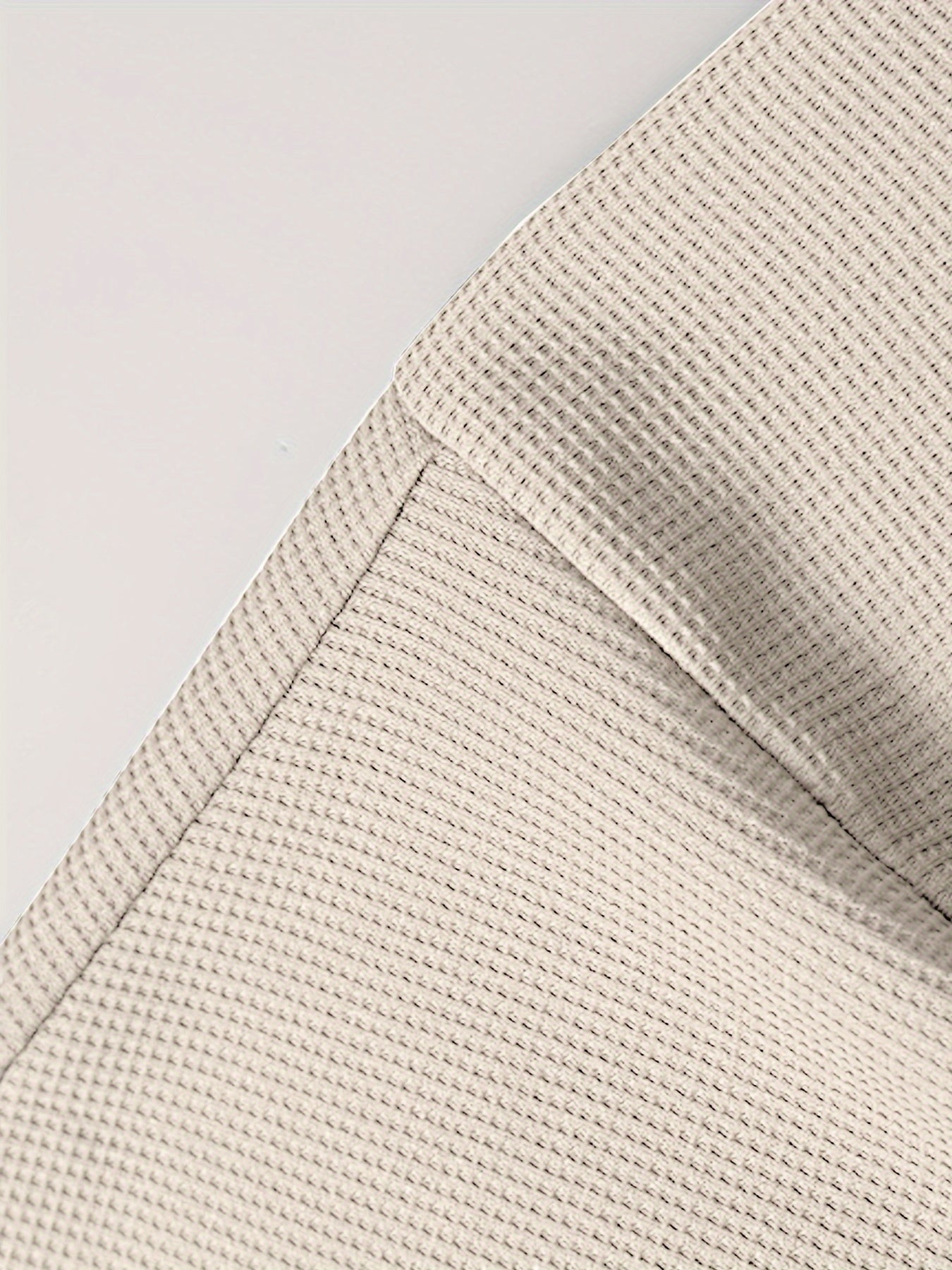 Camiseta de cuello redondo con patrón de cuadrícula de waffle para hombre, conjunto deportivo casual de dos piezas, transpirable, poliéster