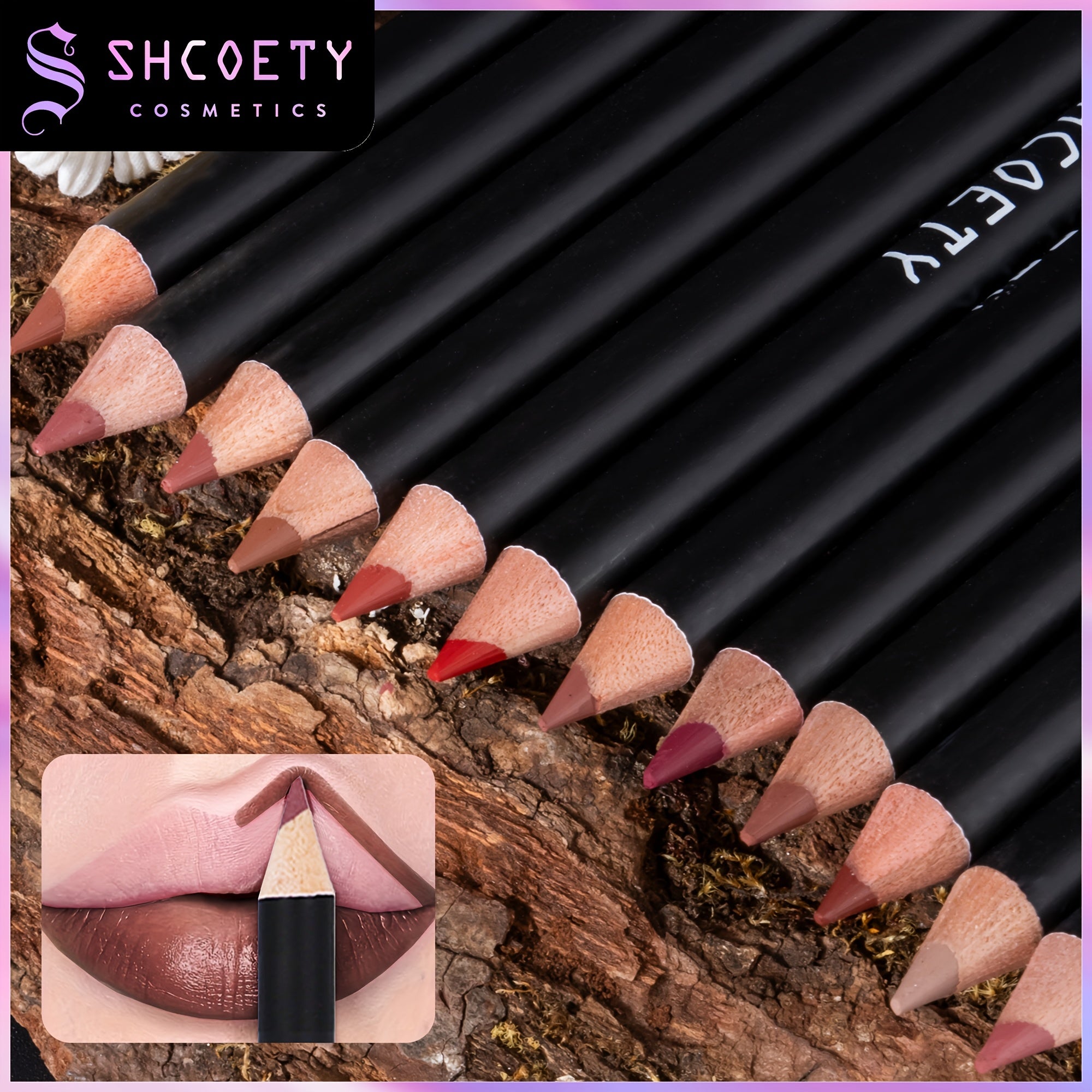 Set de perfiladores de labios para mujer, 12 colores, a prueba de agua, resistente al sudor, de larga duración