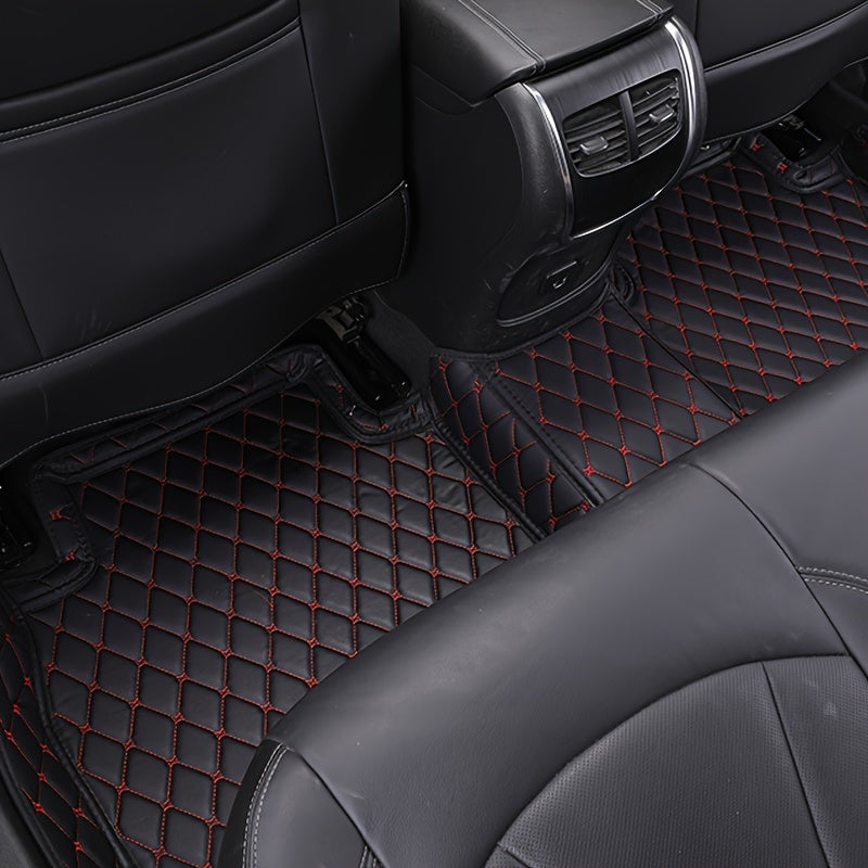 All-Season PU Leather Floor Mats for EV Car Black Full Set