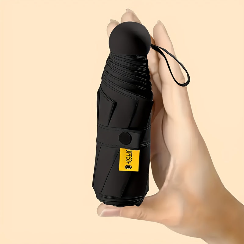 Unisex Foldable 6-Bone Pongee Umbrella Lightweight Durable Casual