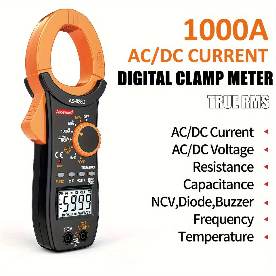 Digital Clamp Meter Multimeter 6000 Counts AC/DC Current True RMS Auto Range