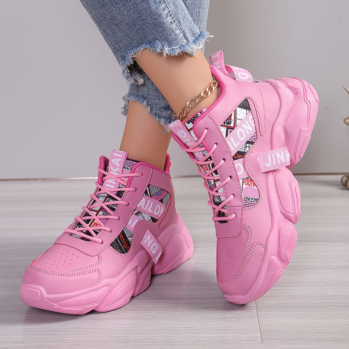 Zapatillas casuales femeninas transpirables con suela gruesa para todas las estaciones