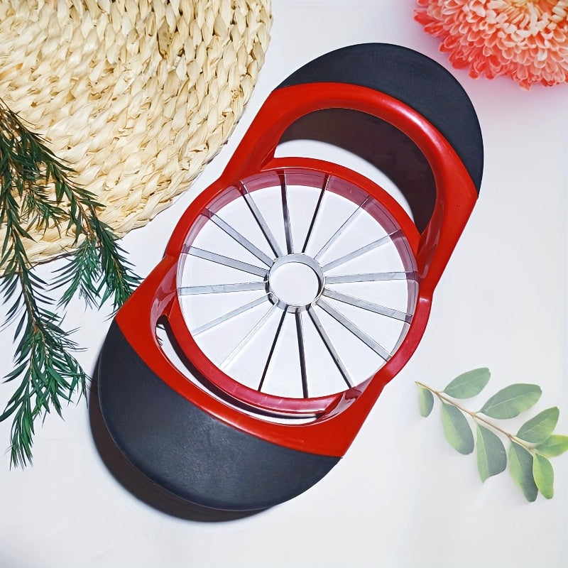 Stainless Steel Apple Slicer 16 bo'lak, Qizil plastmassa tutqich, sirpanmaydigan, chirishga qarshi