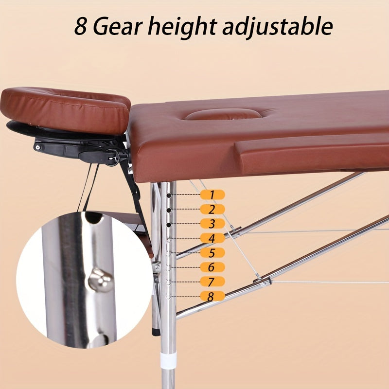 Foldable Adjustable Height Massage Table with Face Pillow for Spa Home Tattoo