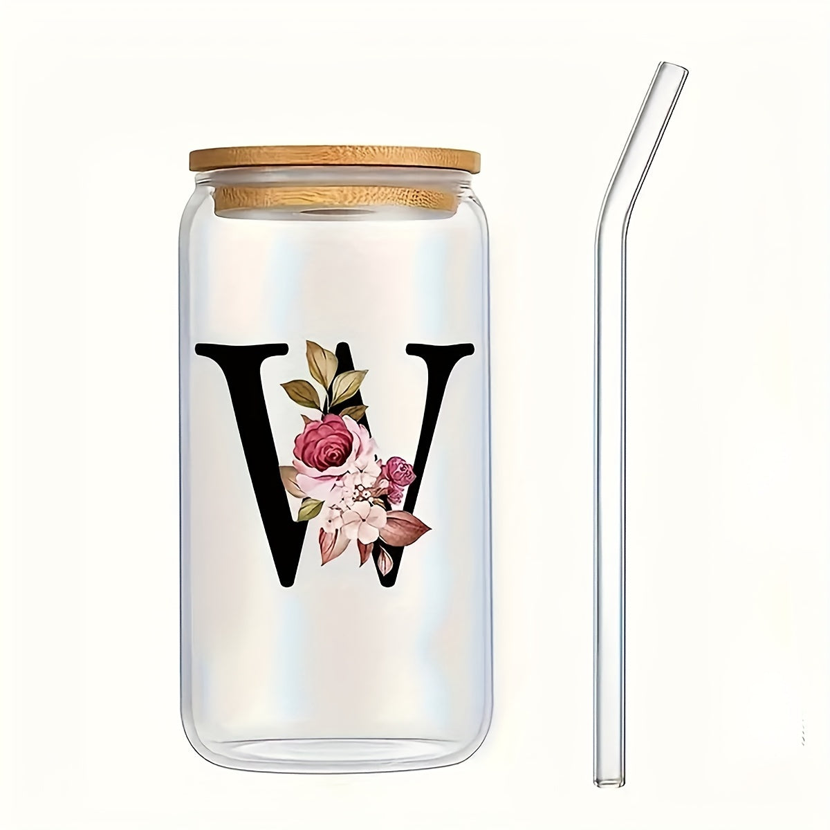 16oz Frosted Glass Cup with Bamboo Lid for Outdoor Camping