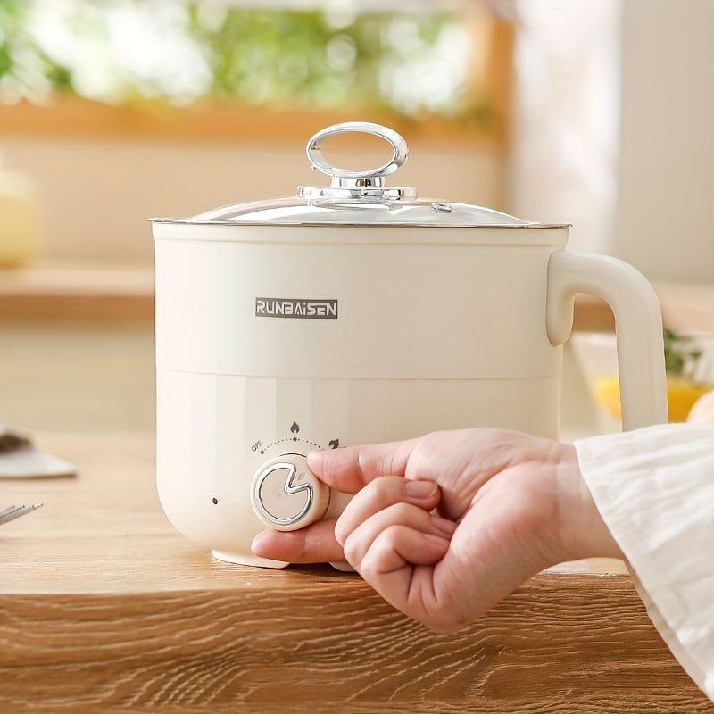 EU Plug Elektr Steamer va Qovurish moslamasi dormitoriya qovurish va zanglamaydigan po'latdan yasalgan elektr hot pot funksiyalarini birlashtiradi.