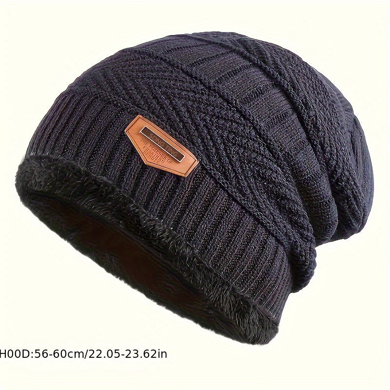Men's Plus Velvet Beanie Hat with Ear Protection for Cycling in Autumn Winter