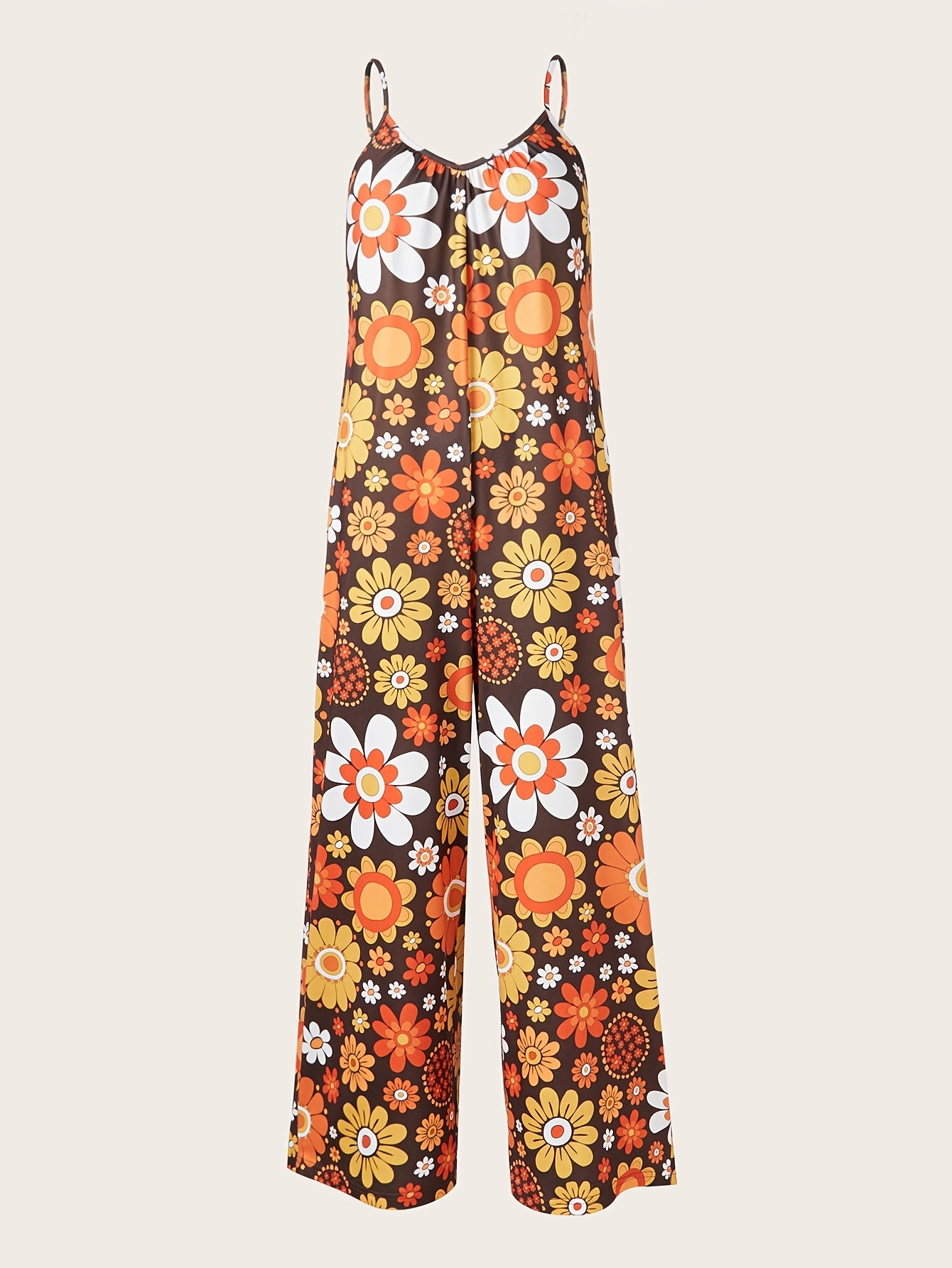 Women's Plus Size Boho Floral Spaghetti Strap Jumpsuit Off Shoulder Summer Romper