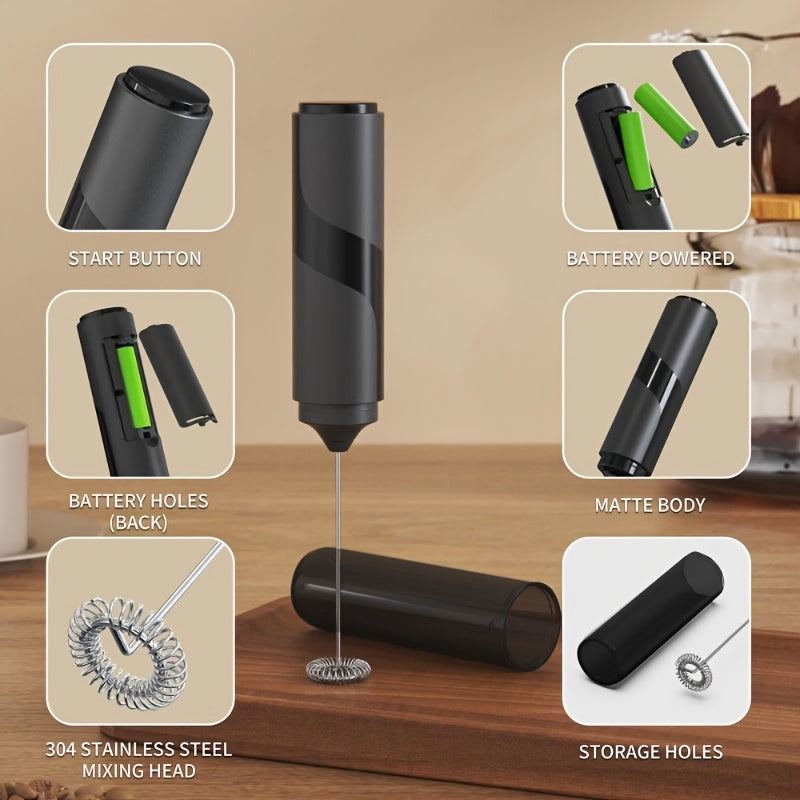 Electric Milk Frother for Lattes Cappuccinos and Hot Cocoa Battery-Powered Foam Maker