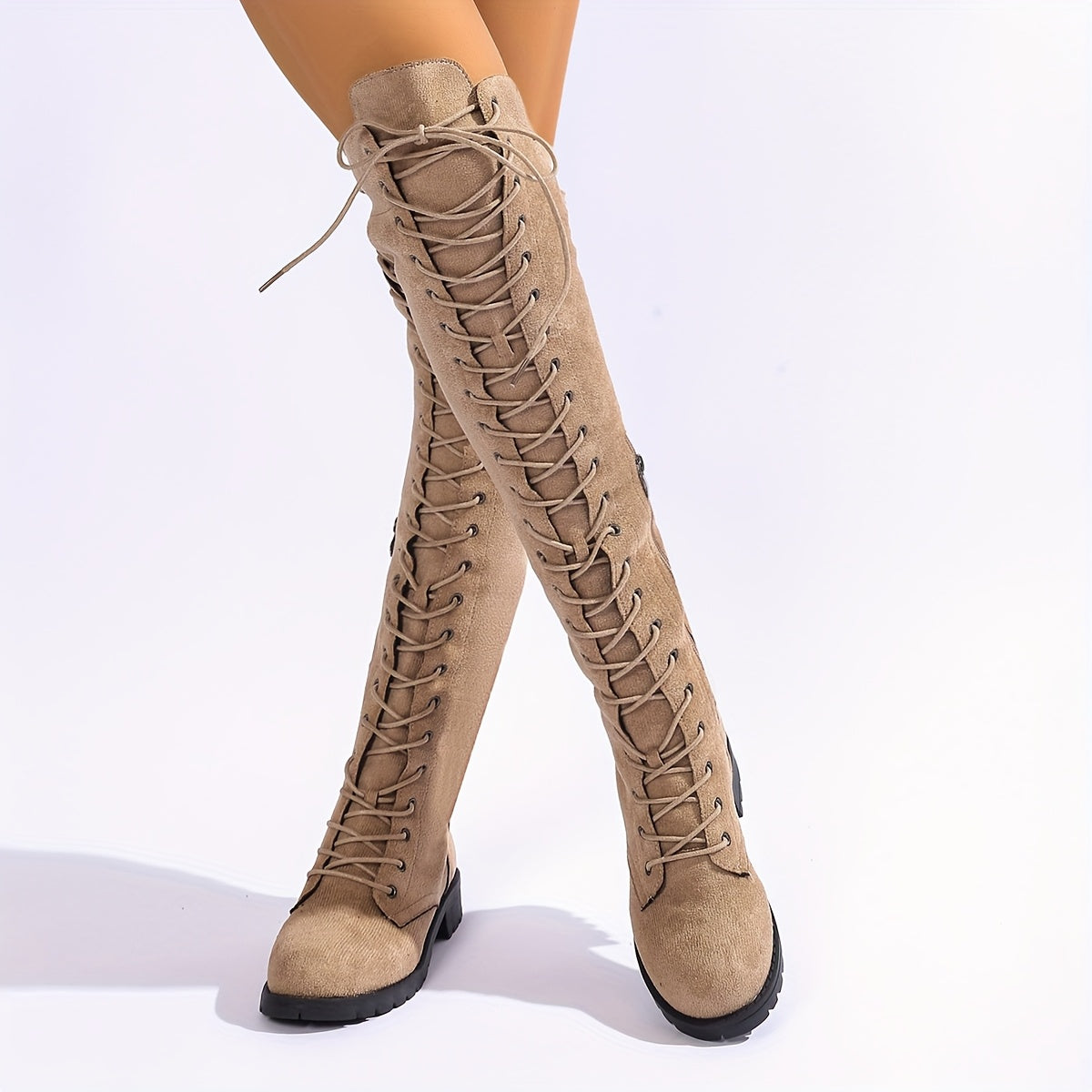 Women's Over-the-Knee Lace-Up Boots Casual European American Styles