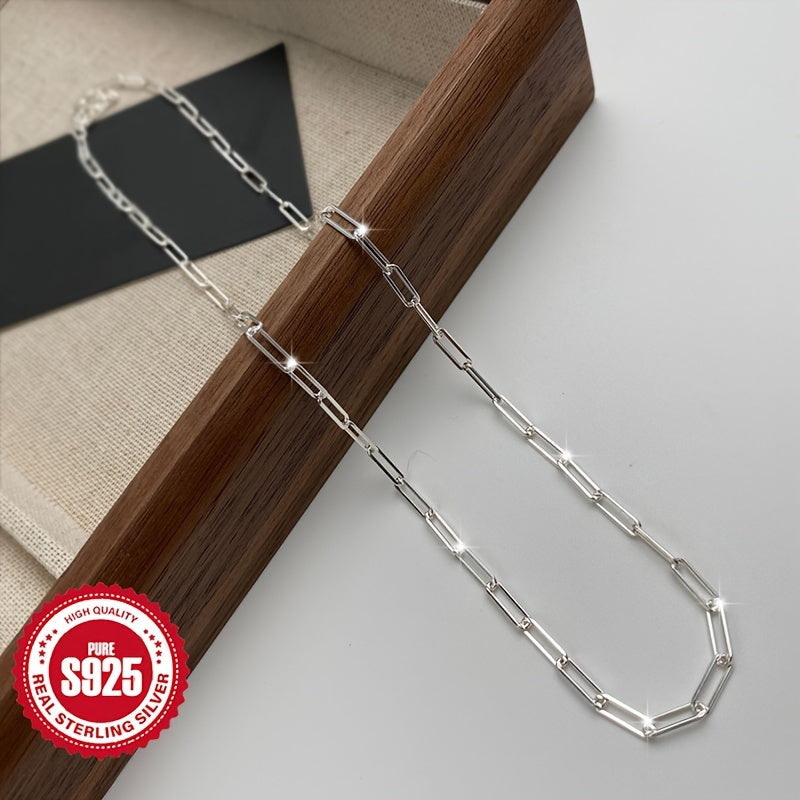 Oddiy uslubdagi uniseks hip-hop marjon, sterling kumush S925, kumush qoplamali zanjir, har kuni va maxsus tadbirlar uchun mukammal moda aksessuari, ajoyib Rojdestvo sovg'asi - gippoallergen, ko'p funksiyali, engil 7.2g