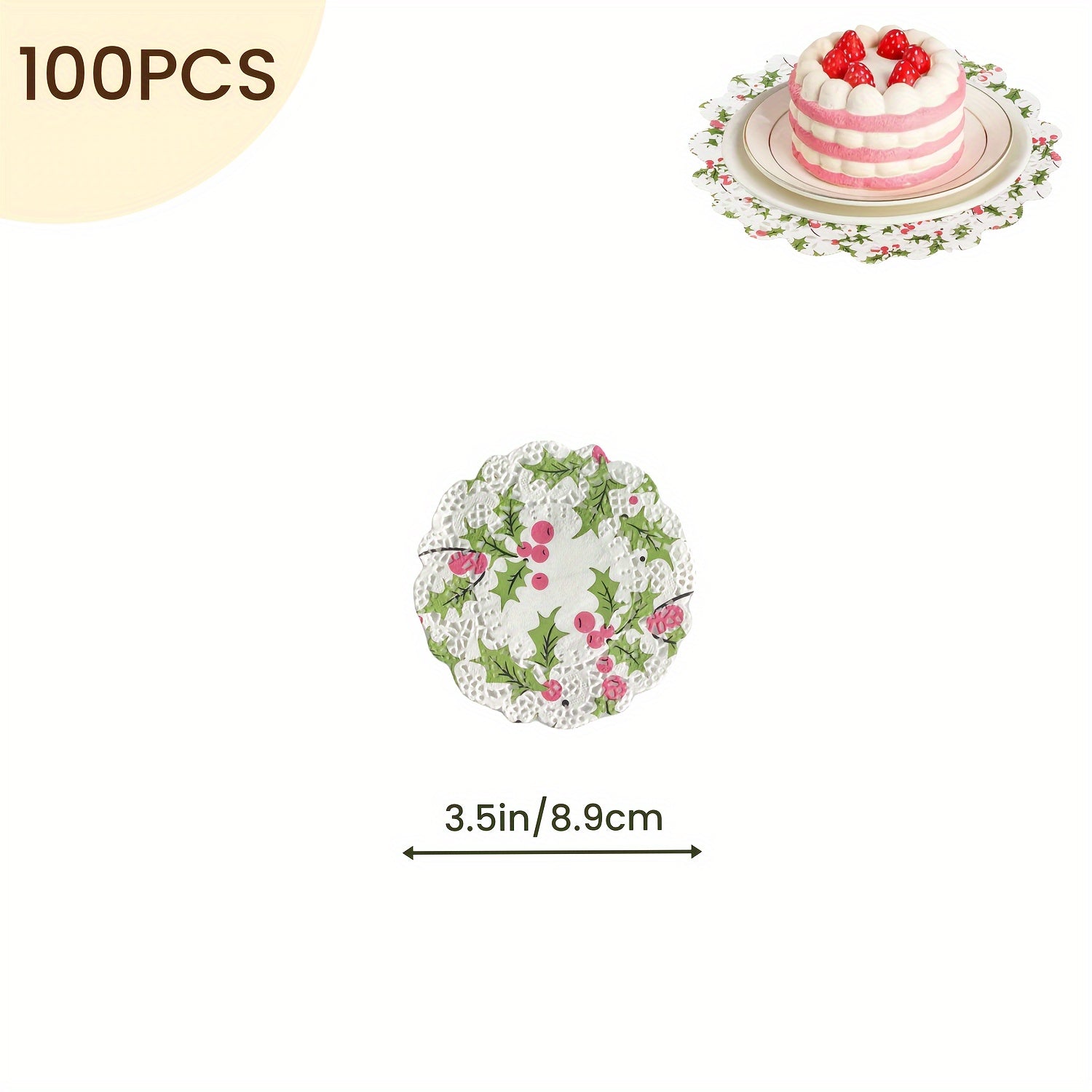 Paquete de 100 servilletas de encaje de papel navideño desechables para alimentos de calidad alimentaria para bodas, cumpleaños y pasteles