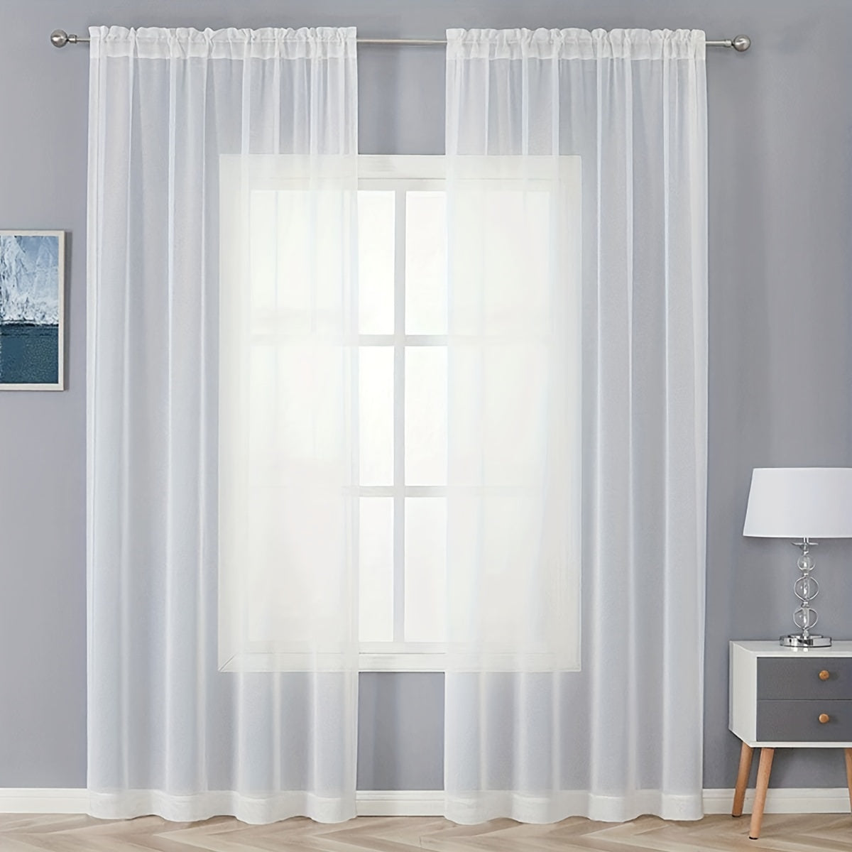 Soft White Sheer Curtain for Balcony, Living Room, Bedroom, Kitchen