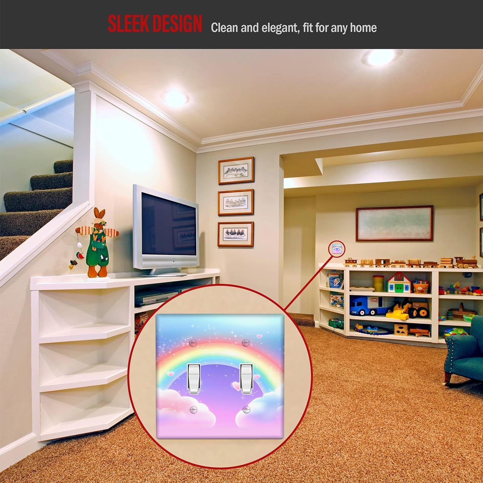 Rainbow Light Switch Wall Plate for Indoor Outdoor Use in Bedroom Kitchen Bathroom