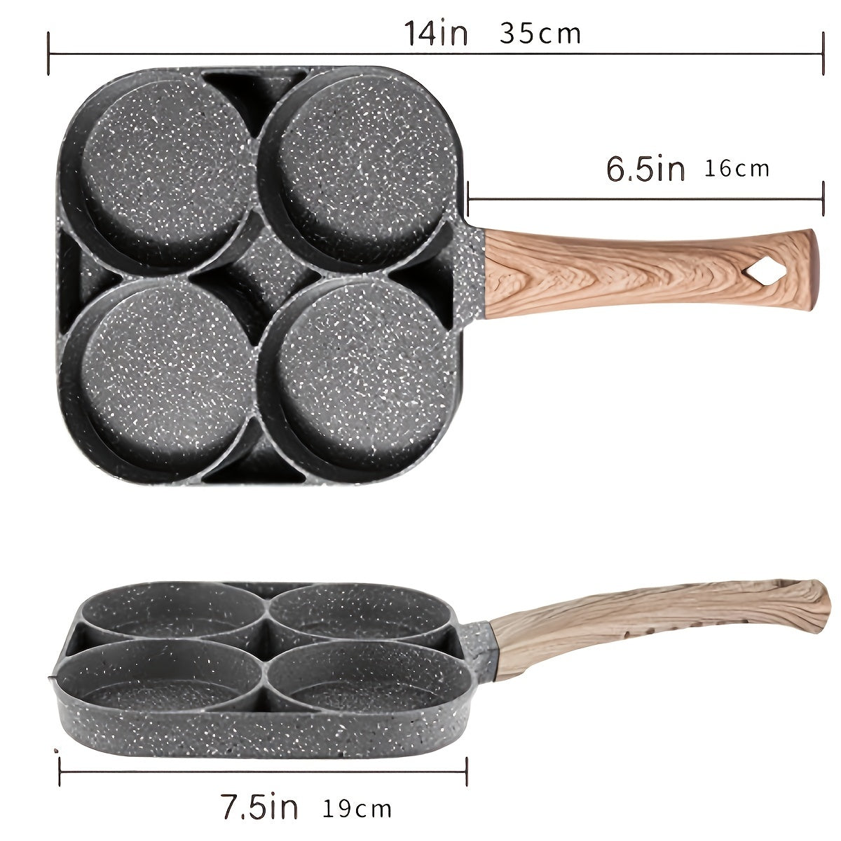 Non-Stick Frying Pan with Wooden Handle for Induction and Gas Stoves 10-Inch