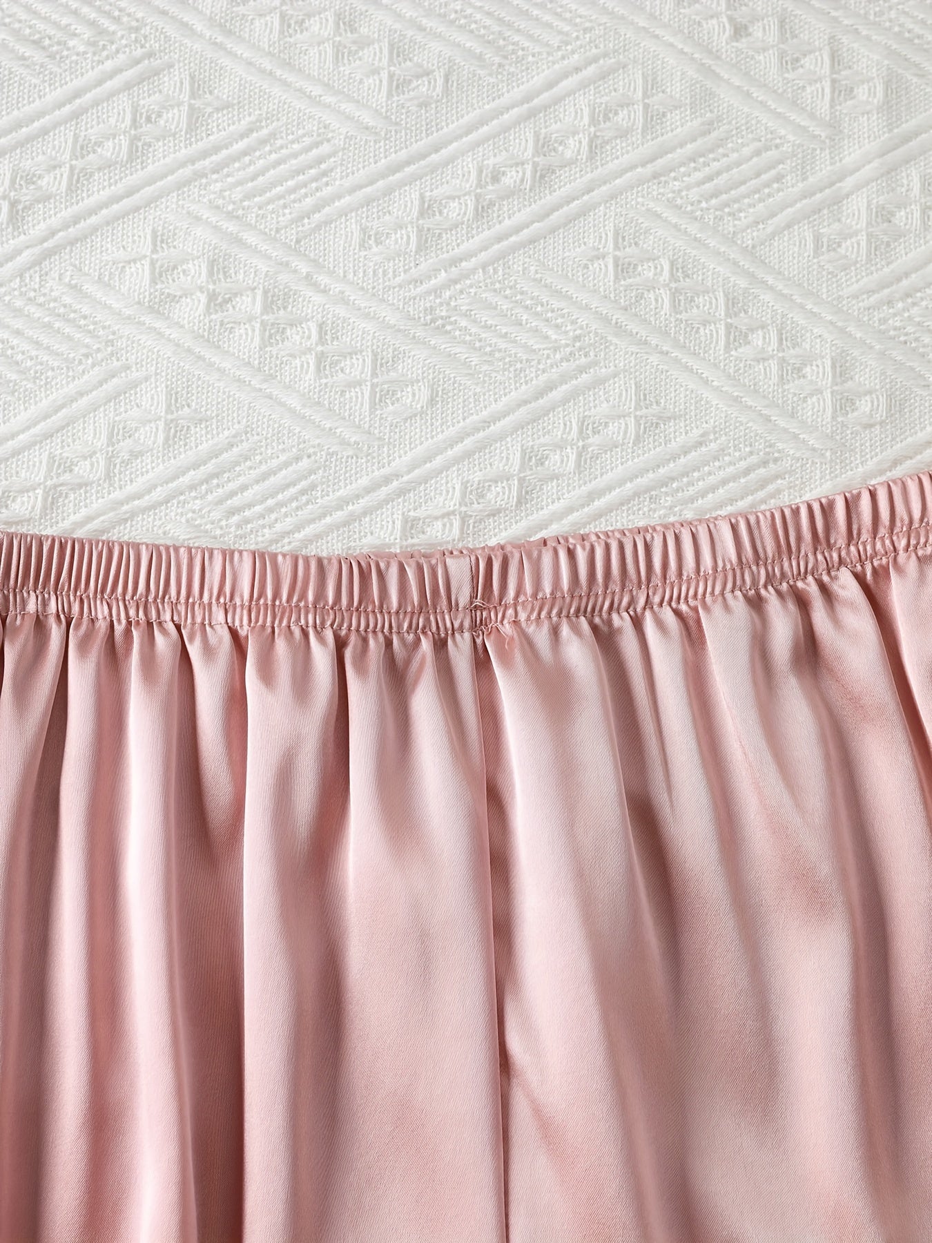 Women's Satin Pajama Set Long Sleeve Winter Solid Color Elastic Waist Lounge Sleepwear