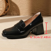 Women's Square Toe Block Heel Pumps Solid Color All-Season Comfortable Shoes