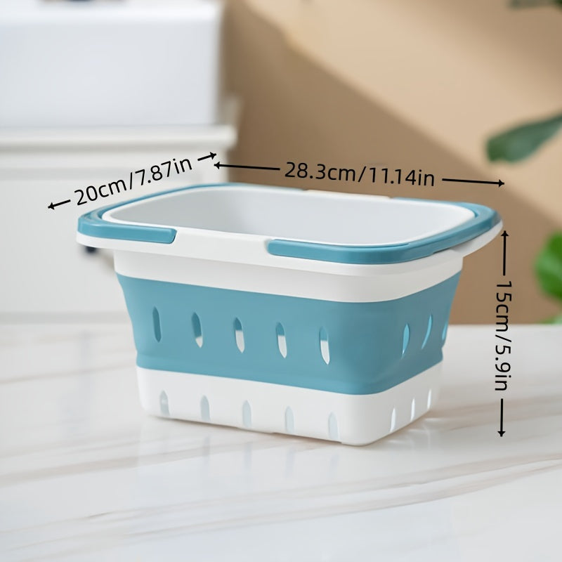 Cesto de ropa rectangular de plástico con asas para almacenamiento en baño y dormitorio