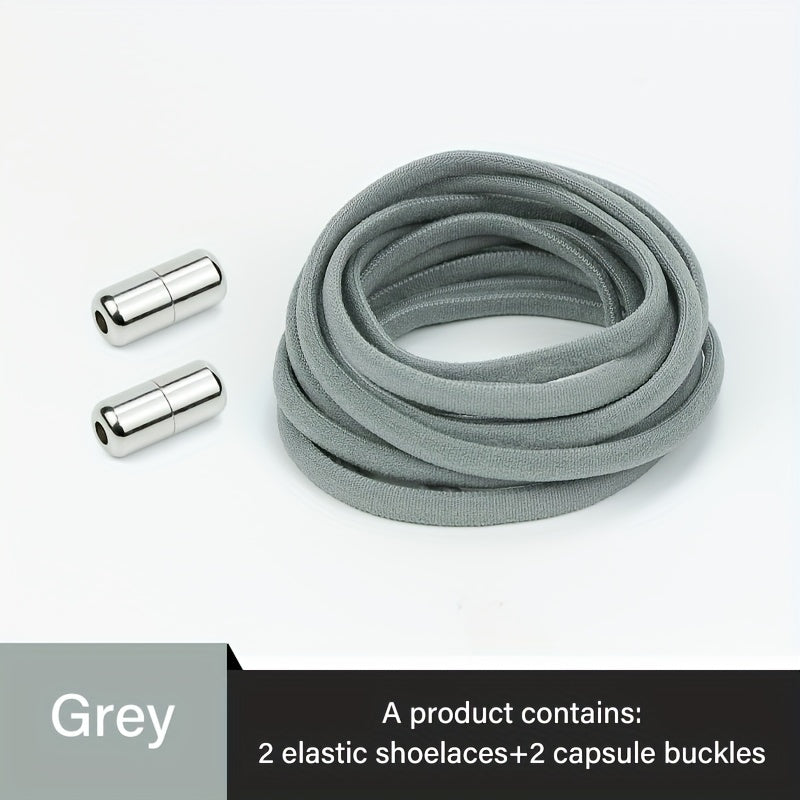 Unisex Elastic No-Tie Shoe Laces with Metal Buckle Quick Fasten Solid Color
