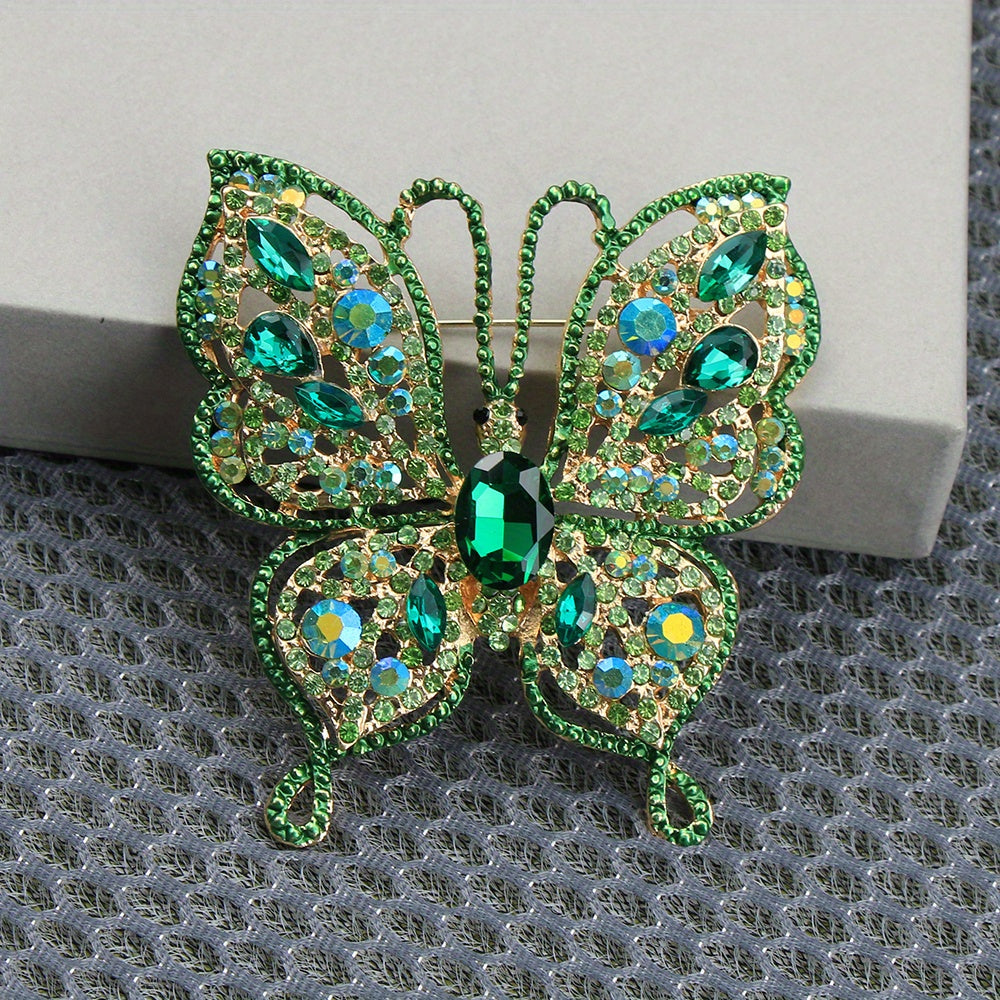 Luxury Butterfly Brooch Pin Enamel Rhinestone Insect Jewelry for Women