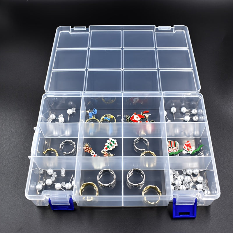 Plastic Jewelry Organizer Box with 12 Compartments for Earrings Beads and Crafts 22.5cm x 14.5cm
