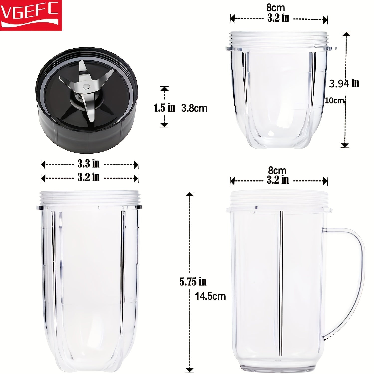 Комплект запасных ножей для блендера, перекрестные лезвия, стаканы 16oz и 12oz с крышками