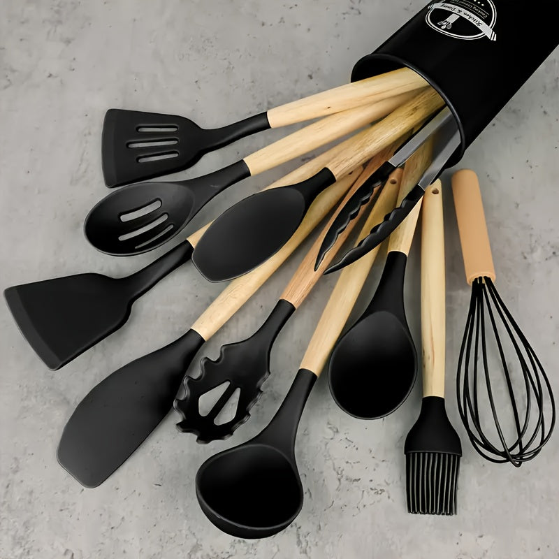 Silicone Kitchen Utensil Set 12 Pieces Non-Stick Heat-Resistant Cooking Tools
