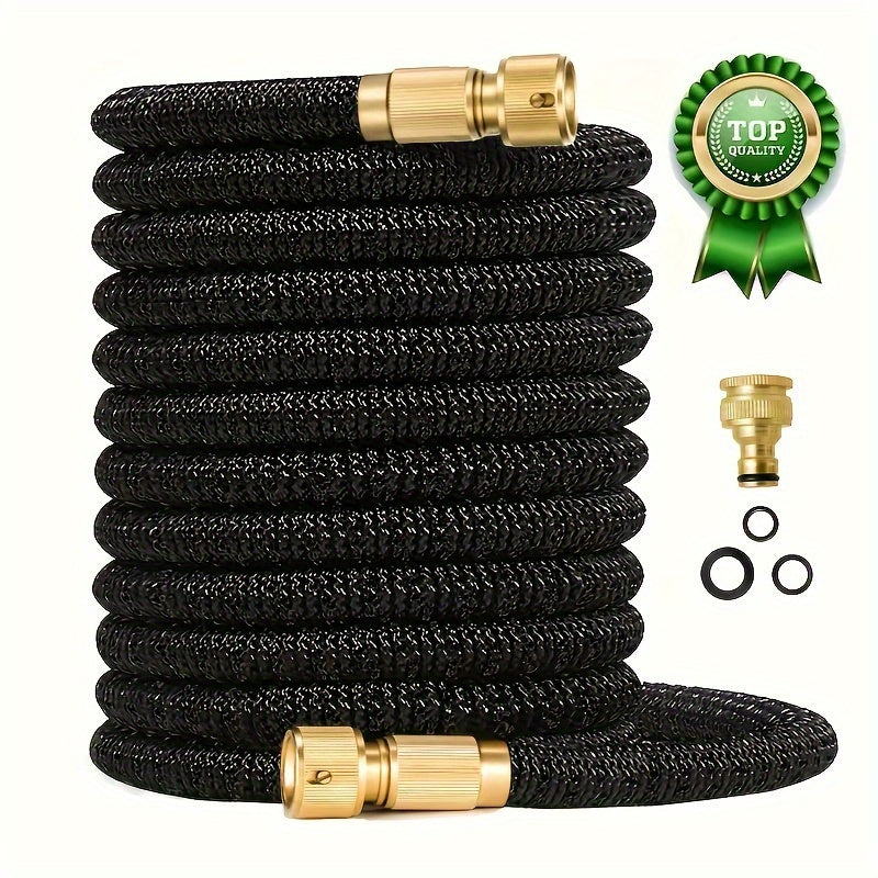 Резиновый расширяемый садовый шланг - выдвижной, легкий, без перегибов, водонепроницаемый дизайн - прочные соединители для легкого полива в саду - подходит для стандартных европейских и американских резьб.
