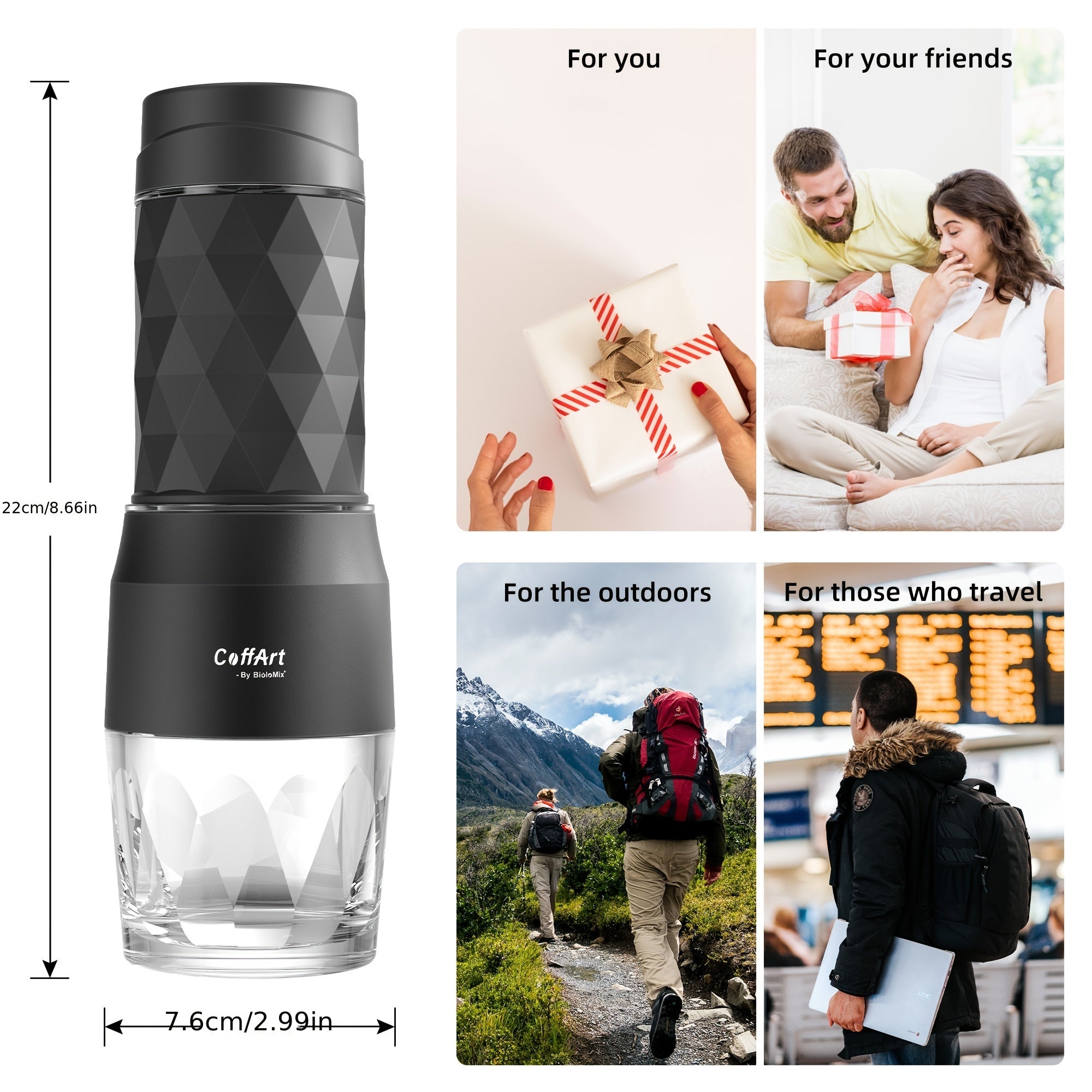 Portable Coffee Maker Hand Press Capsule Ground Brewer for Travel