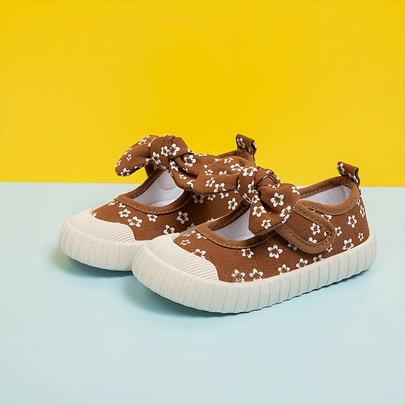 Girls' Color Block Sneakers with Bow Knot Lightweight Non-Slip Rubber Sole