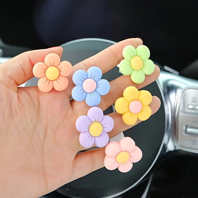 6 dona avtomobil ventilatsiya kliplari uchun bezaklar, chiroyli gul havo tozalash kliplari avtomobillar uchun