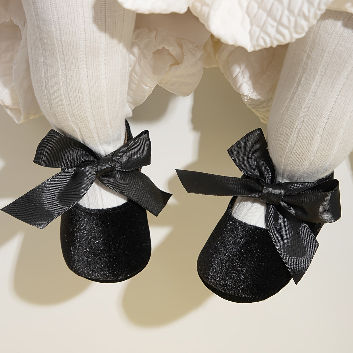 Infant Baby Girls Soft Sole Mary Jane Flats with Bowknot and Rubber Sole
