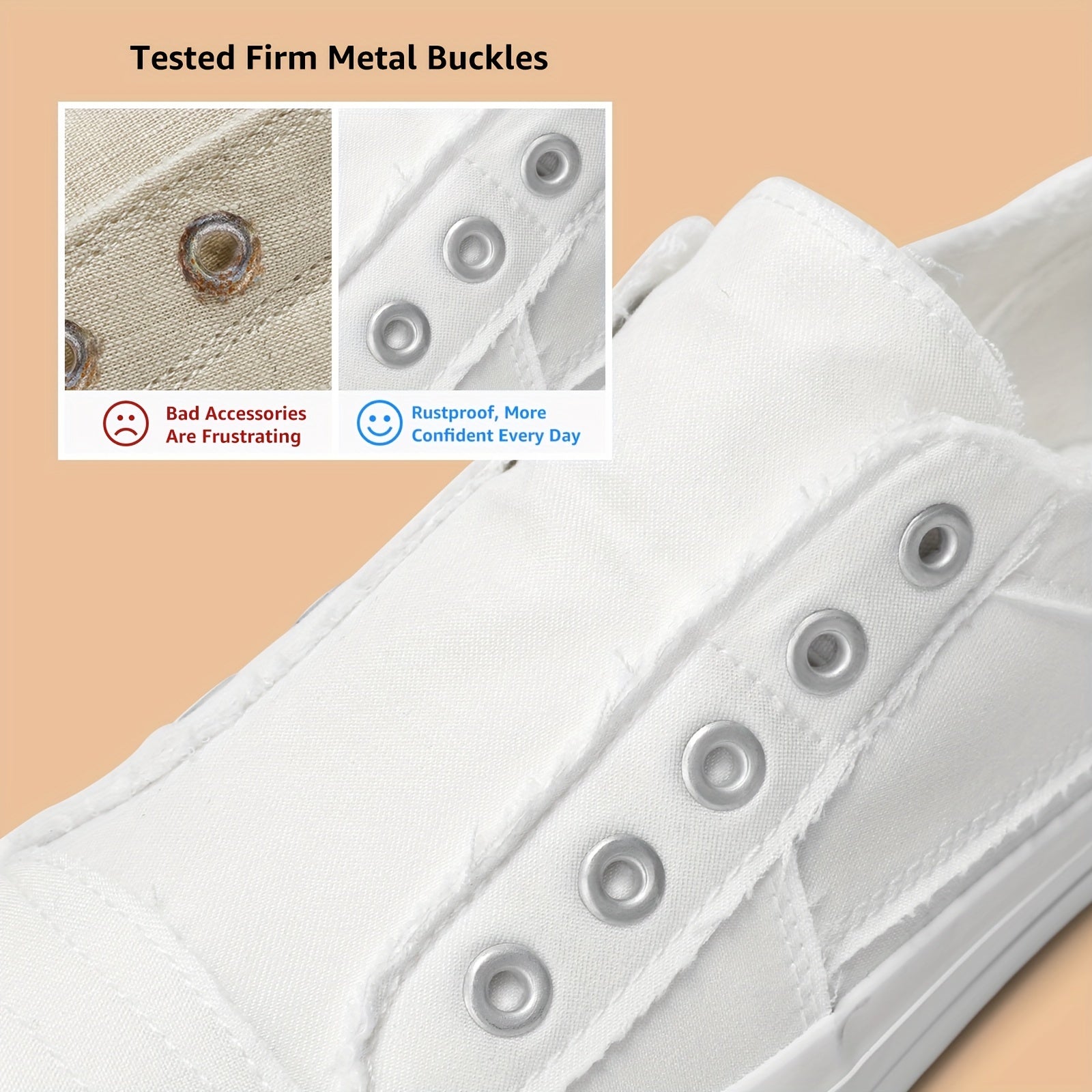 Women's Slip-On Sneakers White Casual Shoes Breathable Fabric All-Season