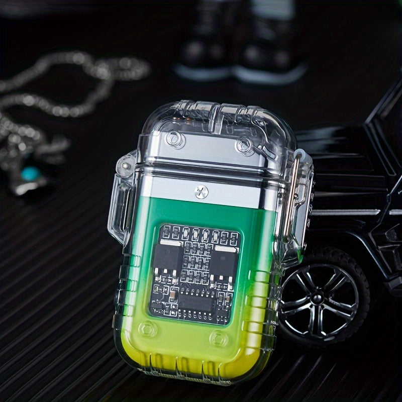 Encendedor recargable de arco de pulso de plasma unisex con linterna y diseño a prueba de viento