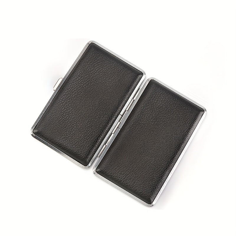 Erkaklar va ayollar uchun qora faux charm cigaretkasi qutisi 100mm sig'adigan cigaretlarni ushlab turadi