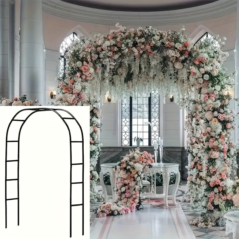Metal Wedding Arch Flower Stand for Ceremonies with Pink and White Flowers Outdoor Decoration