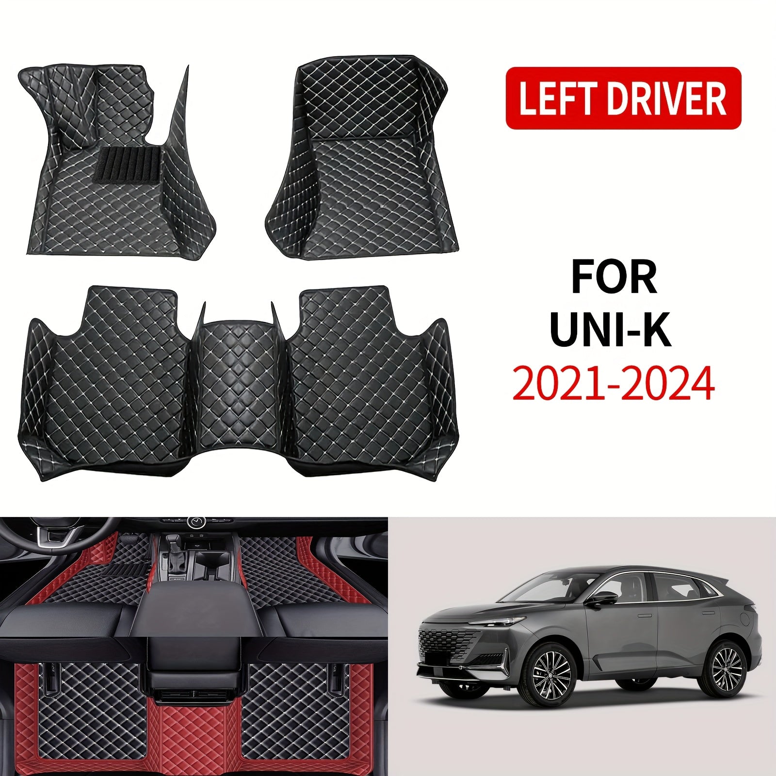 Luxury Faux Leather Car Floor Mat Set for Left-Hand Drive Vehicles 3-Piece