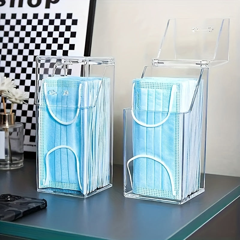 Acrylic Dustproof Storage Box with Lid for Masks Organizer Multifunctional Clear Container