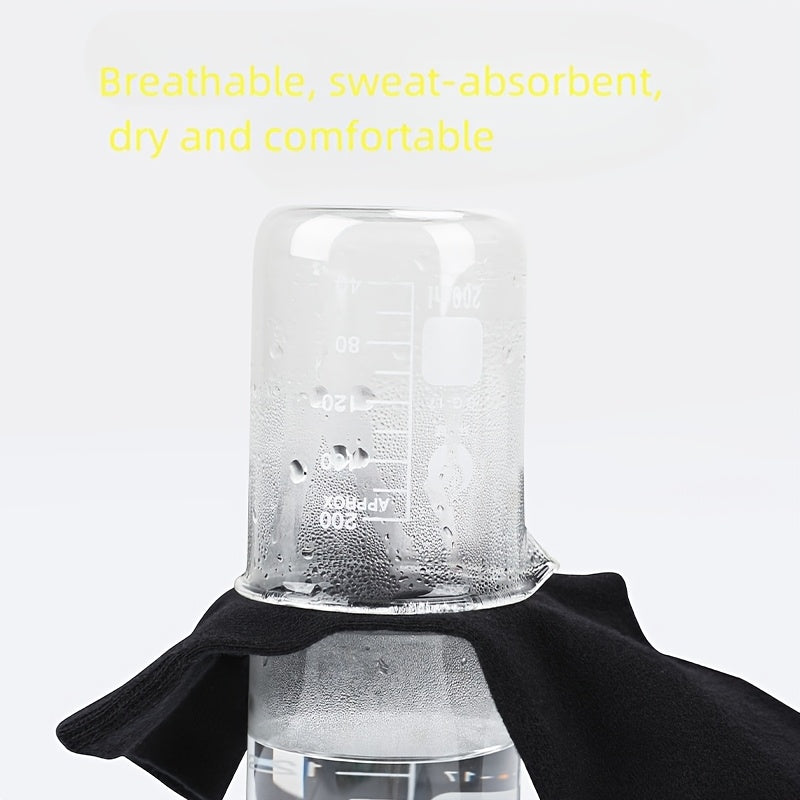 6 Pcs Men's Breathable Cotton Blend Crew Socks Black Sweat-Absorbent Odor-Resistant Comfortable