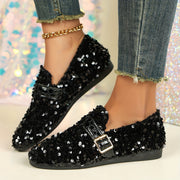 Women's Sequin Embellished Mary Jane Flats Casual Round Toe Slip-On All-Season Comfort