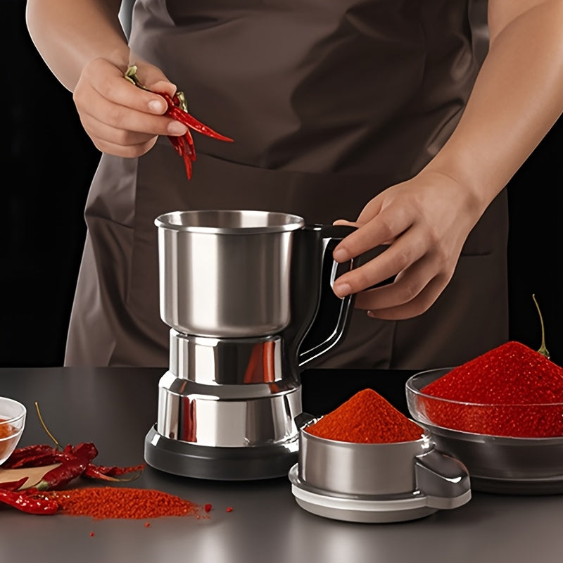 1 шт. UAO Электрическая мельница для зерна из нержавеющей стали, обновленная с 4 лезвиями для многофункционального сухого измельчения зерен и традиционной китайской медицины. Батарея не требуется, 12500 об/мин, 220-240 В с