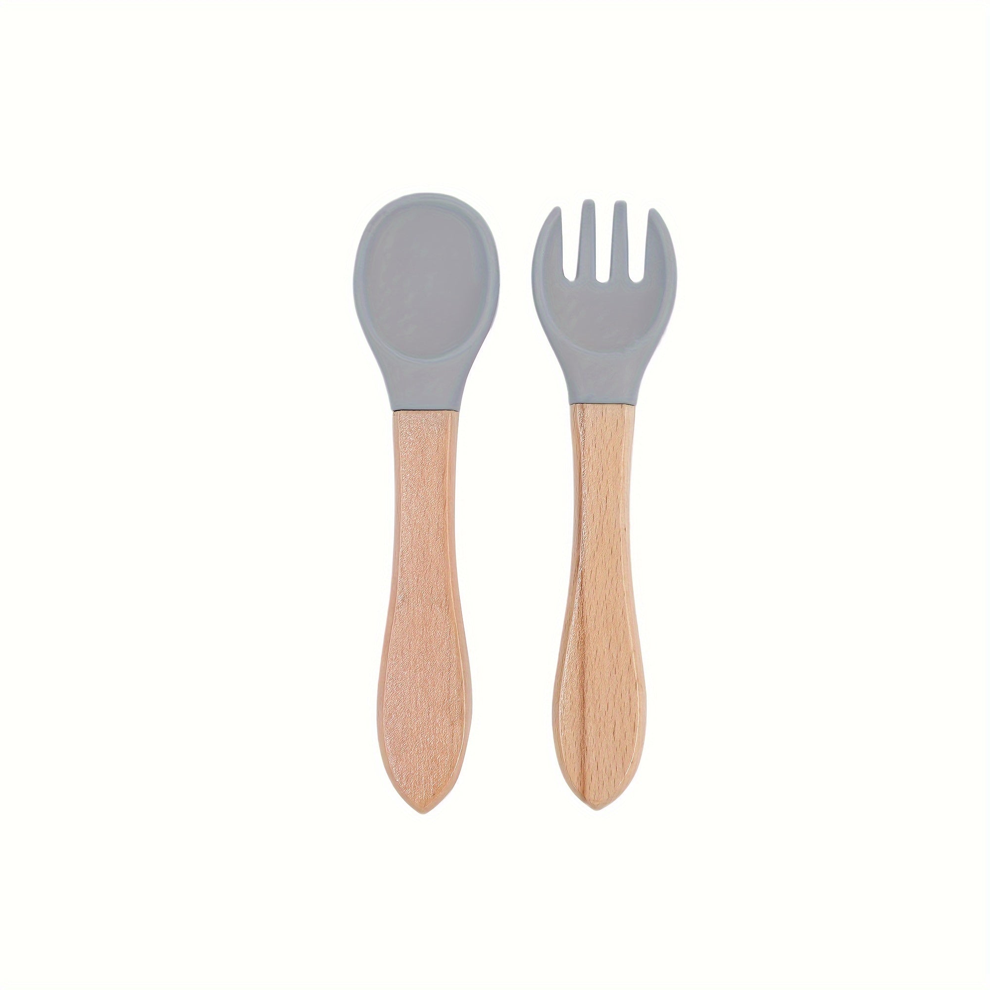 Baby Feeding Set Bamboo and Silicone Fork and Spork for Toddler Self-Feeding