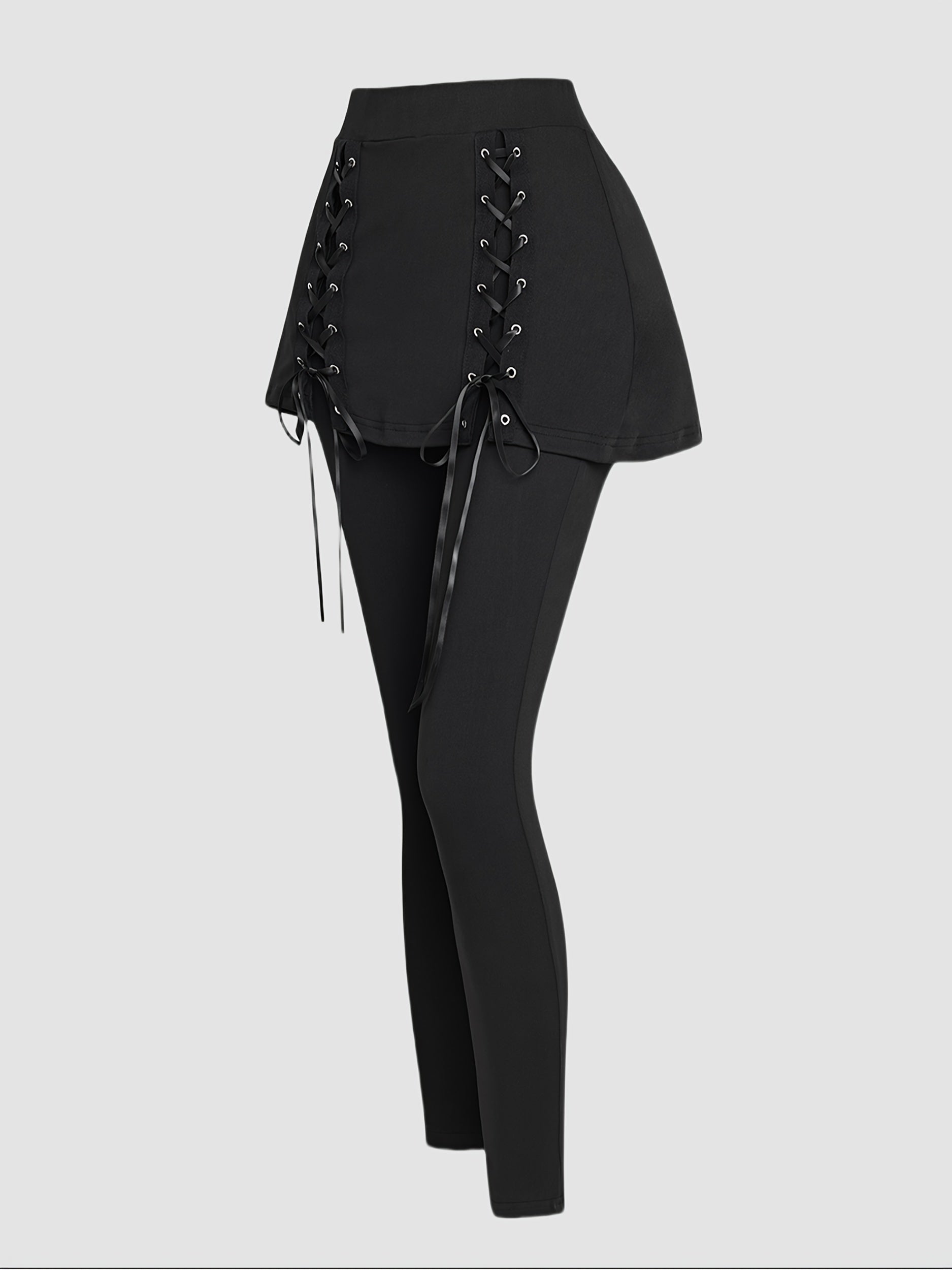 Women’s Plus Size 2-in-1 Skirt and Tights Knit Leggings Solid Color