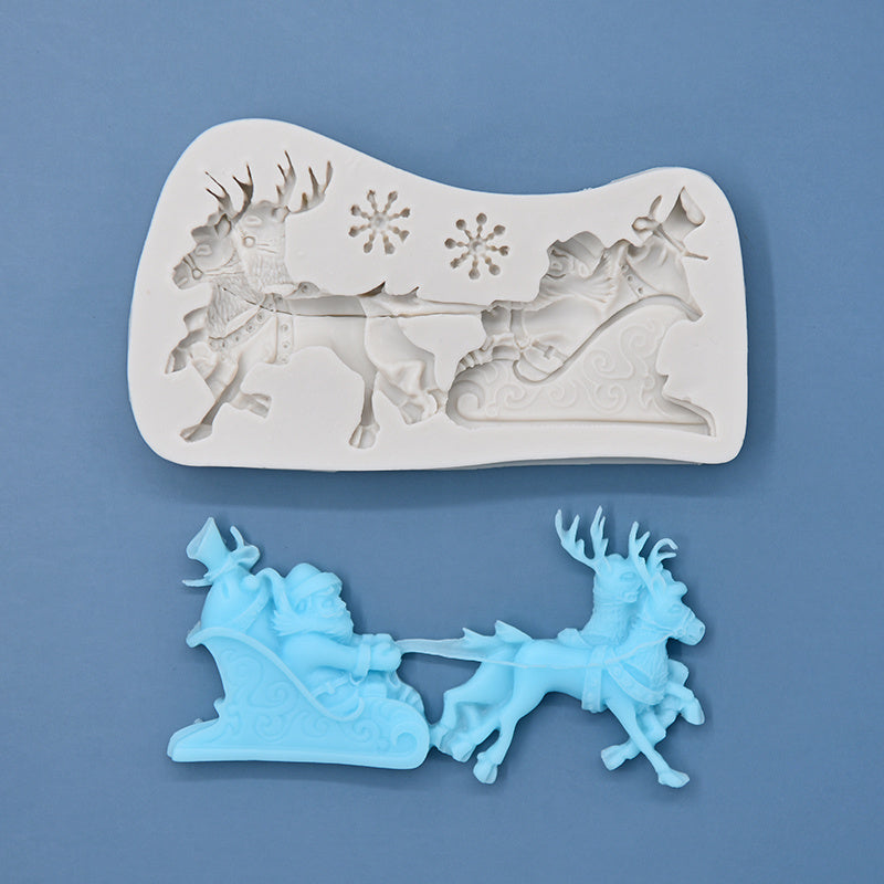Christmas Silicone Mold for Santa Claus and Elk Candy Chocolates Cake Decorations