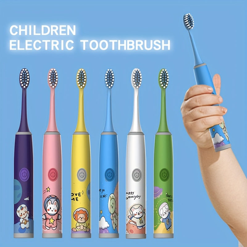 Electric Toothbrush Set for Kids with 4 Brush Heads Soft Bristles Battery Powered