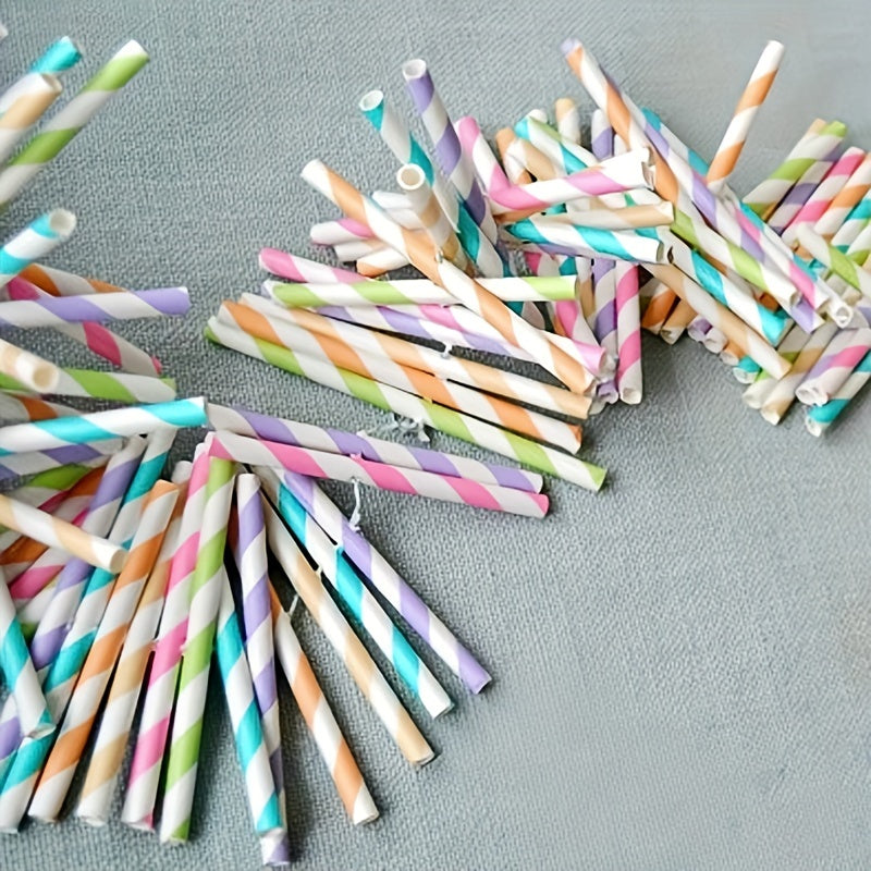 25 Disposable Colorful Striped Paper Straws for Milkshakes Smoothies Boba