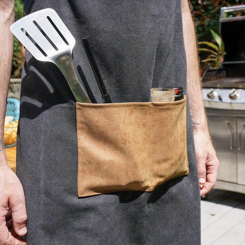 Delantal de barbacoa de lona para hombres con correa ajustable y bolsillo, accesorio para barbacoa