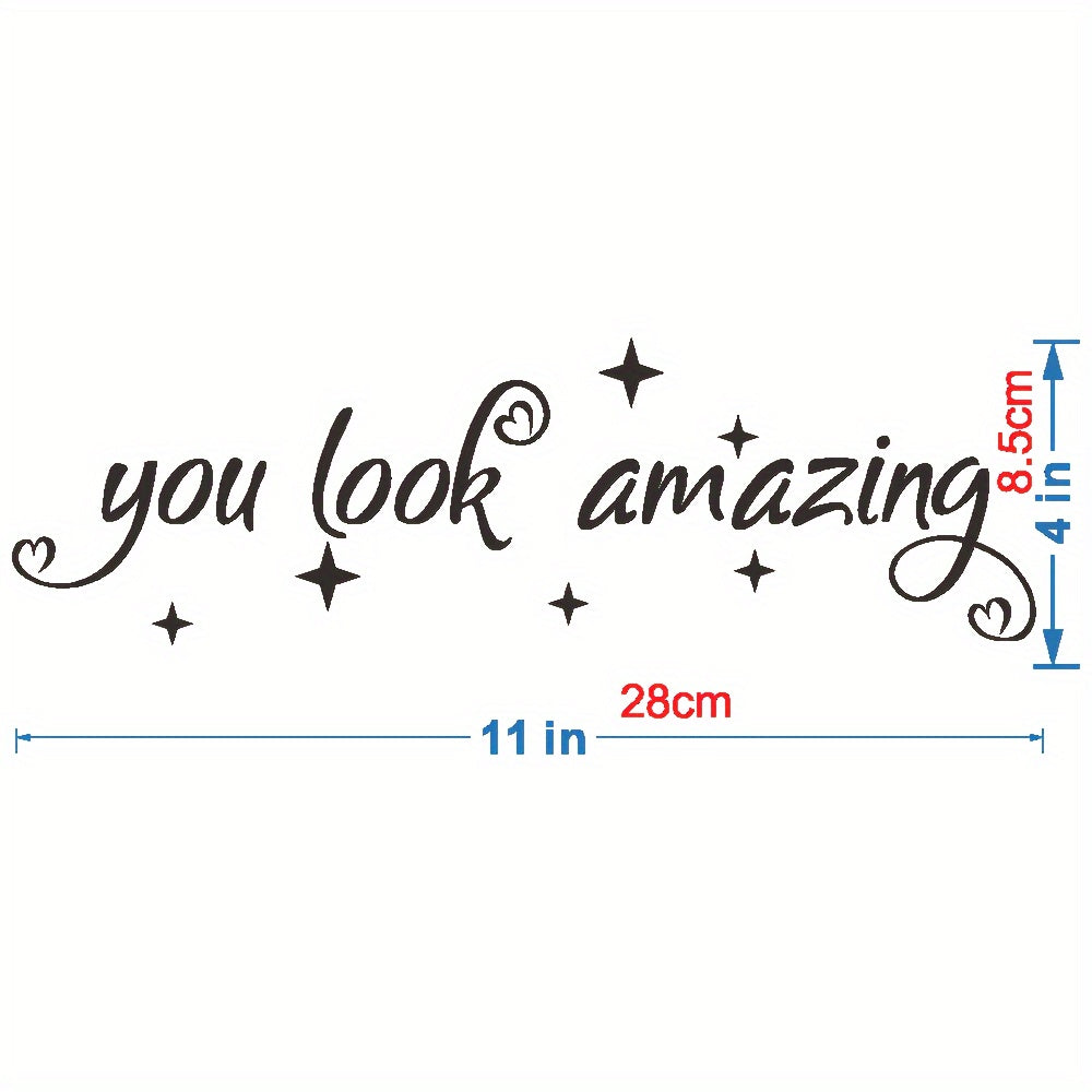 Mirror Decal for Vanity and Bathroom Mirrors 27.94x10.16cm Self-Confidence Boosting Adhesive
