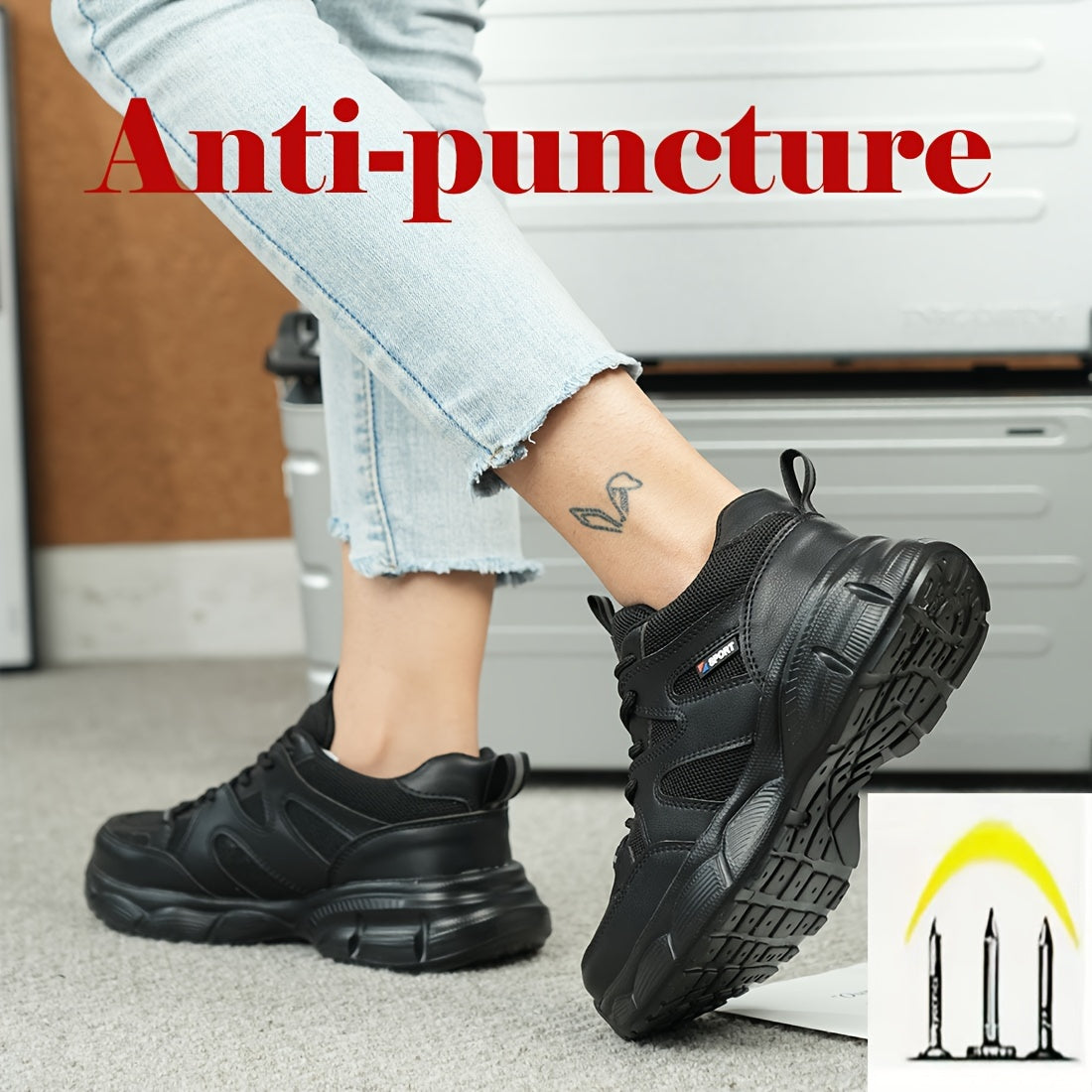 Women's Safety Shoes Steel Toe Anti-Smash Lightweight Work Shoes