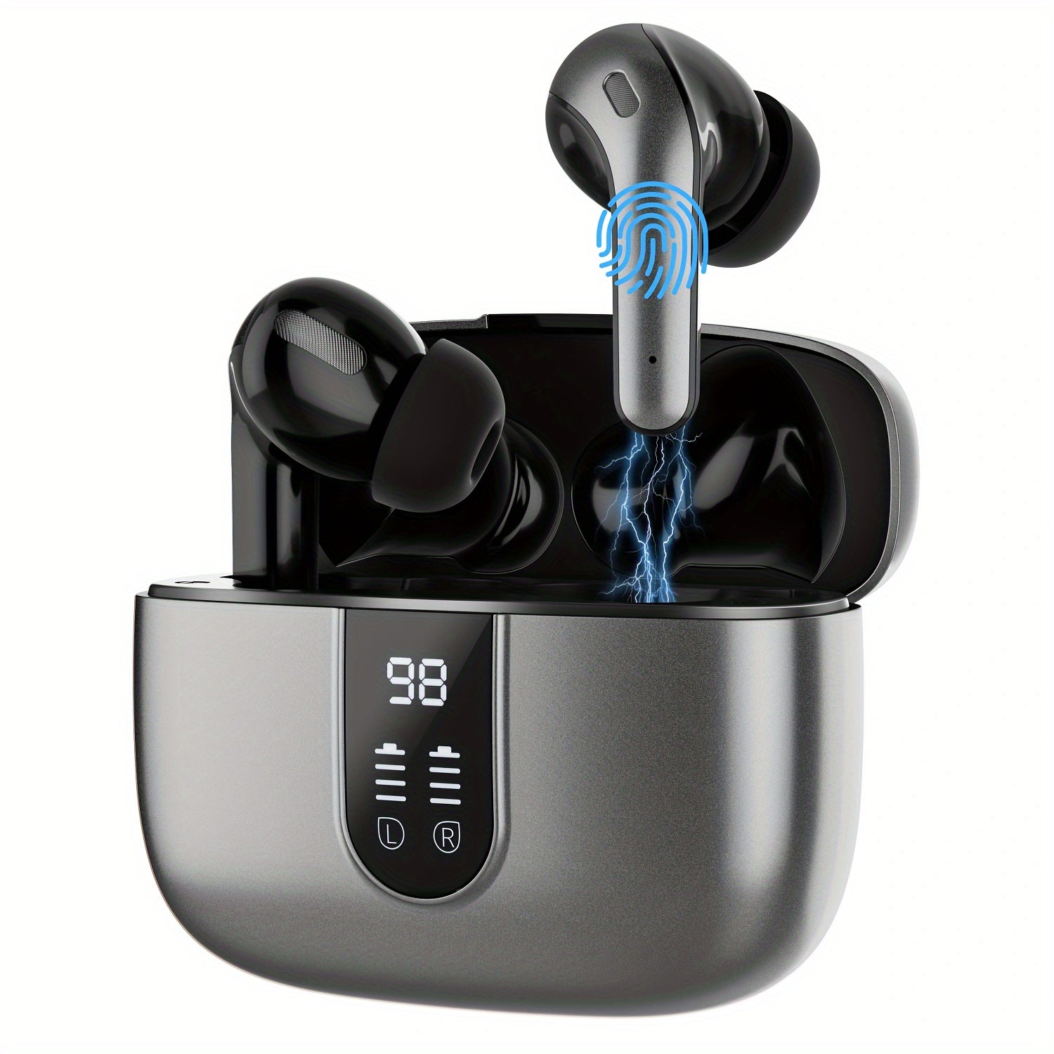 Wireless Earbuds with 60H Playback Noise Cancelling Touch Control Rechargeable Battery